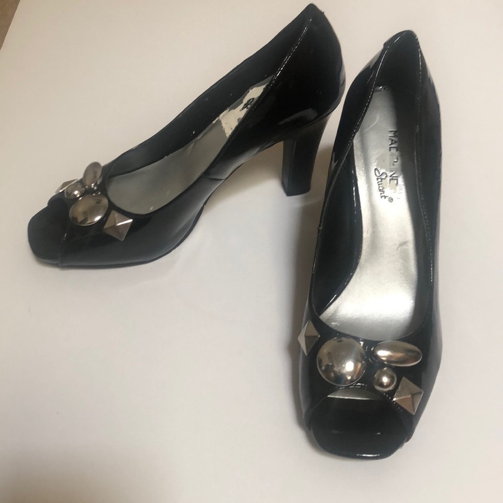 NWT Black patent leather open toe 3-1/2” heels